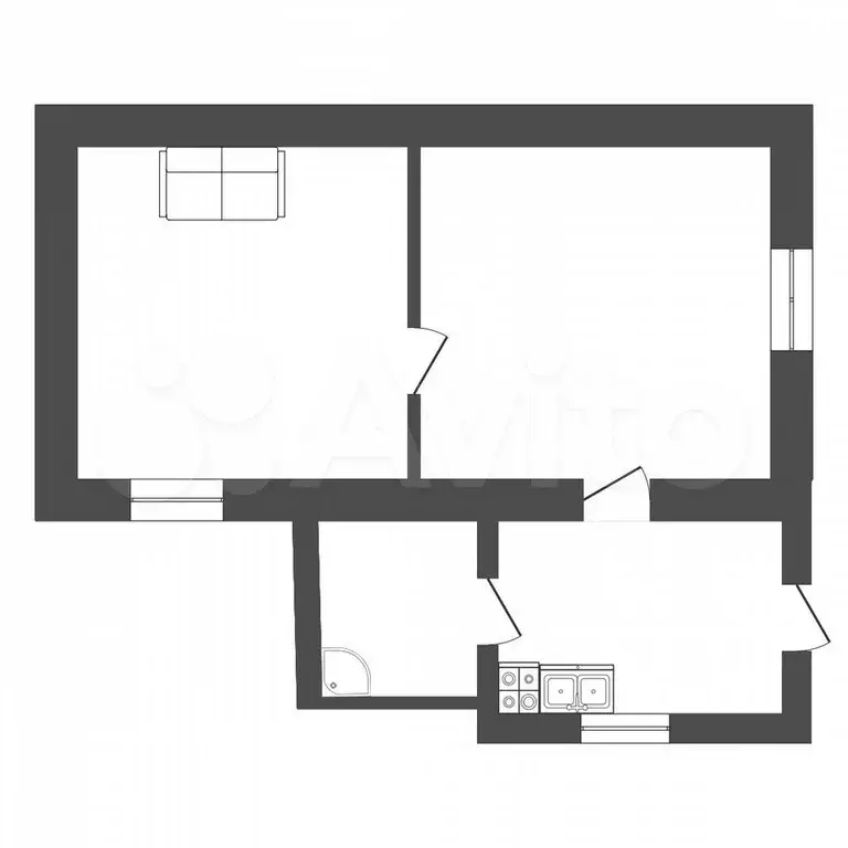 2-к. квартира, 30 м, 1/1 эт. - Фото 0