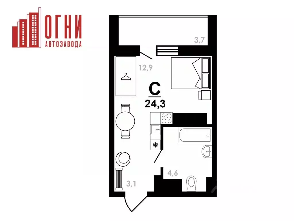 Студия Нижегородская область, Нижний Новгород Коломенская ул., 8к4 ... - Фото 1