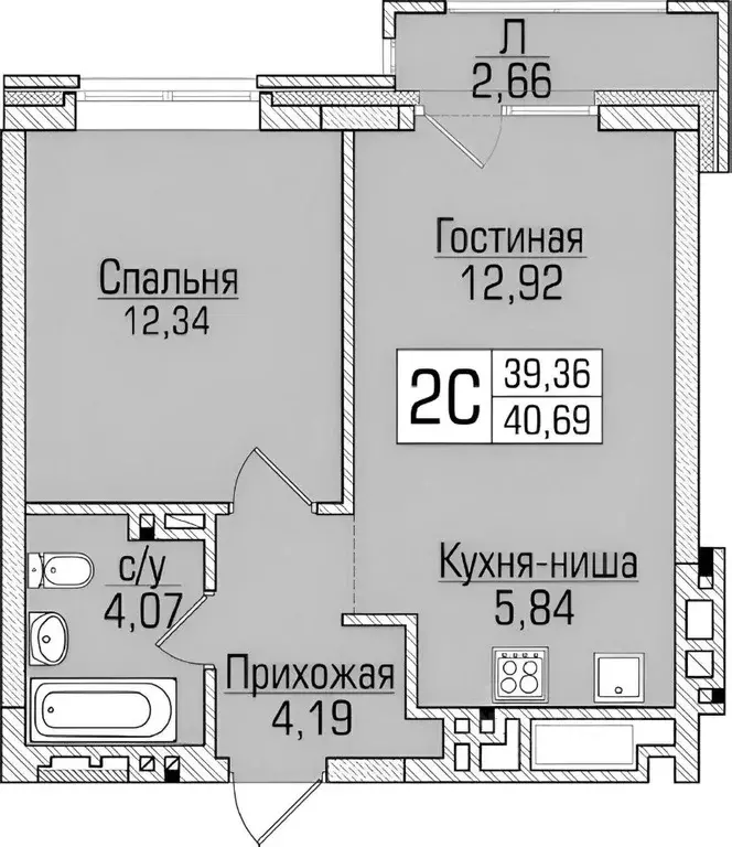 2-к кв. Новосибирская область, Новосибирск ул. Василия Клевцова, 1 ... - Фото 1