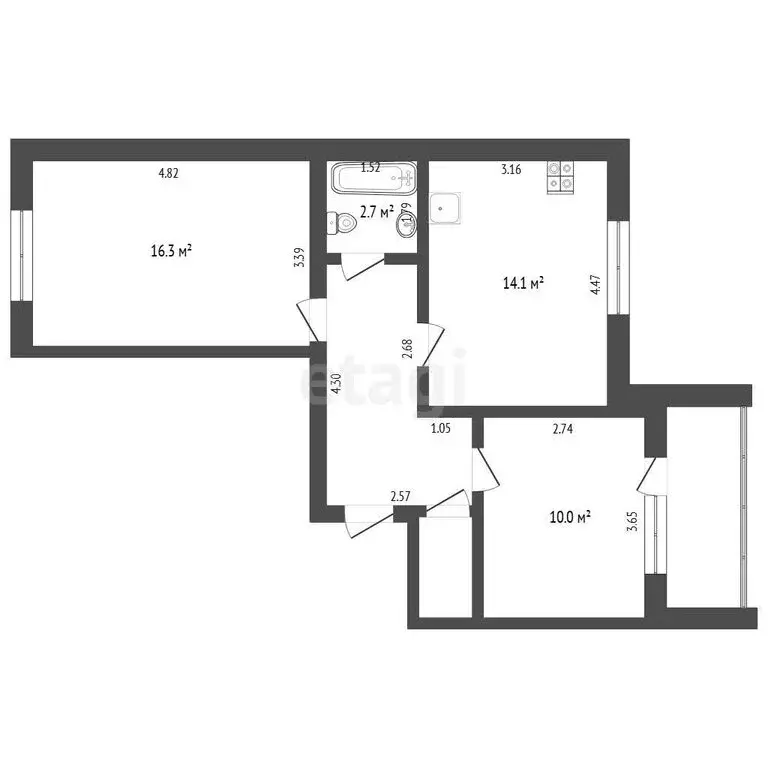 2-комнатная квартира: Тюмень, улица Мельникайте, 138а (53.1 м) - Фото 1