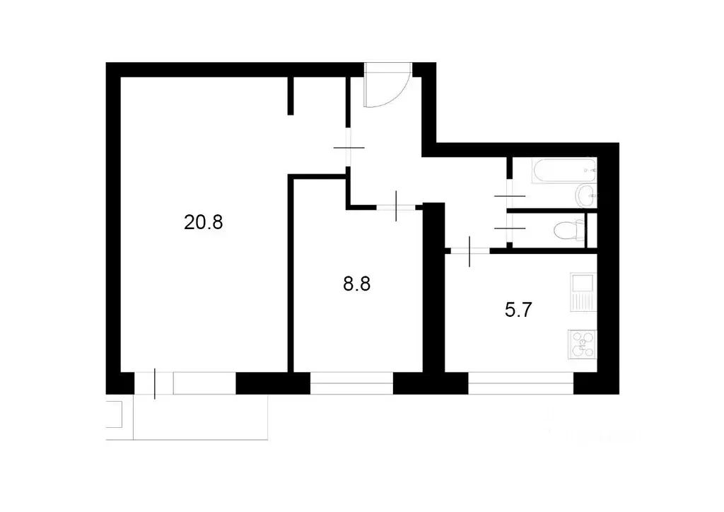 2-к кв. Курская область, Курск Сумская ул., 38 (43.4 м) - Фото 1