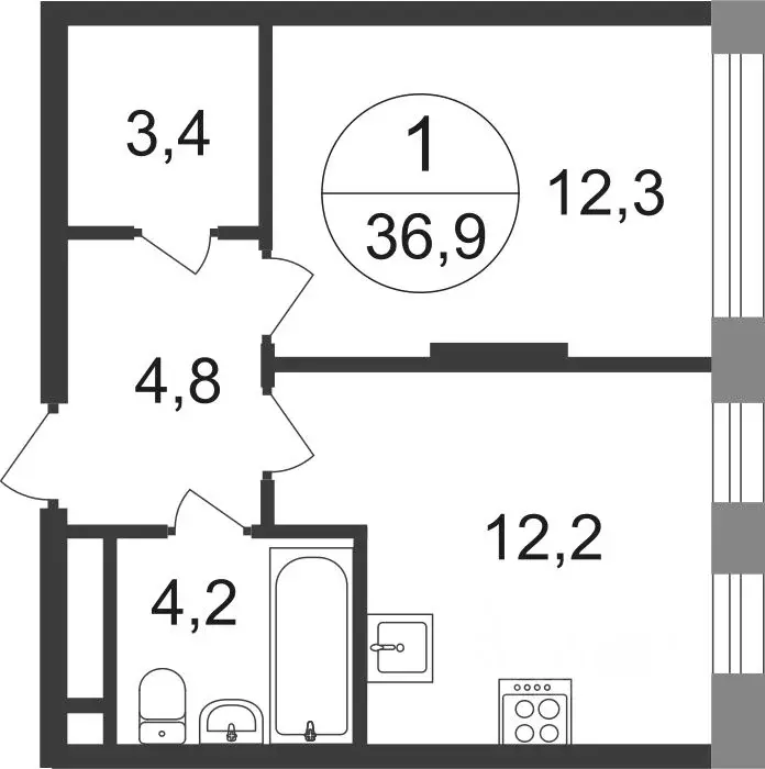 1-к кв. Москва Переделкино Ближнее мкр, 17-й кв-л, к1 (36.9 м) - Фото 0