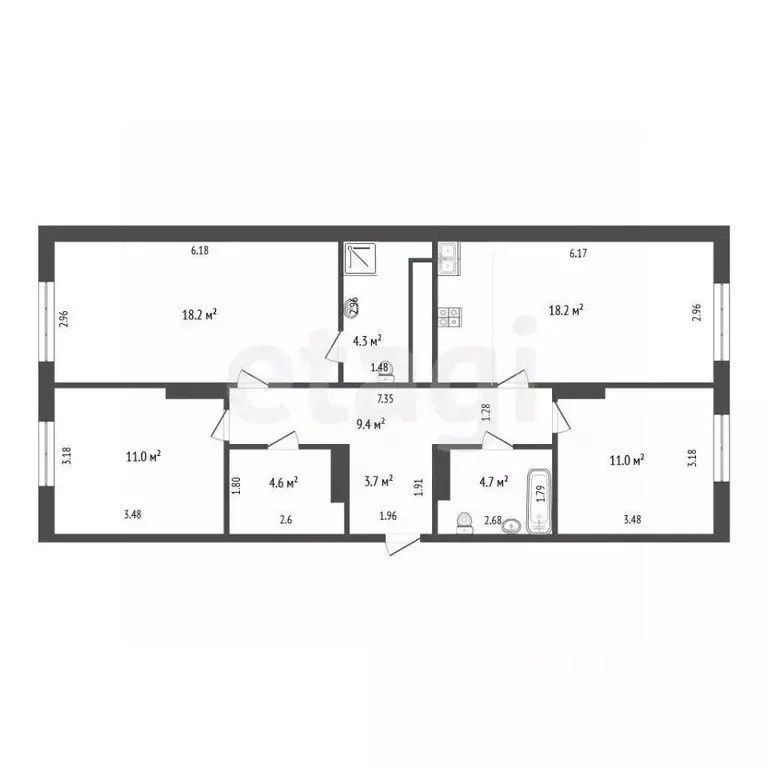 3-к кв. Тюменская область, Тюмень Новгородская ул., 14 (84.4 м) - Фото 2
