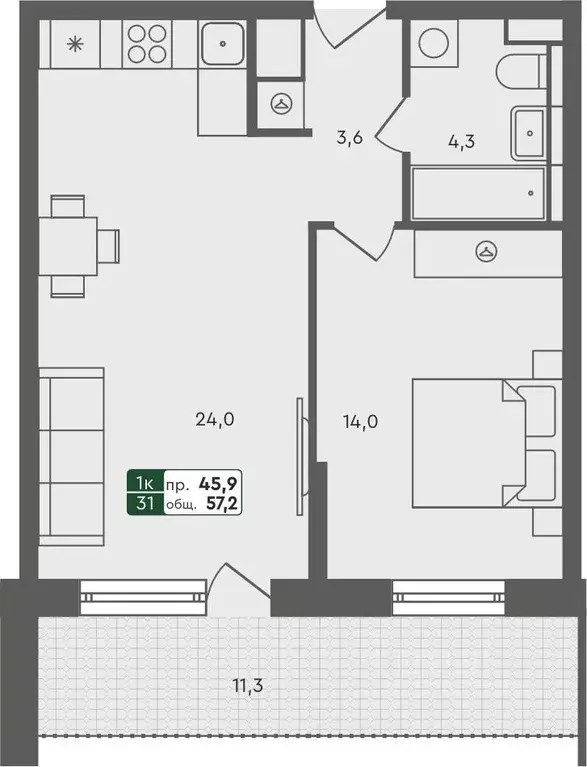 1-к кв. Курганская область, Курган Заозерный жилрайон, 6А мкр, 25/4 ... - Фото 0