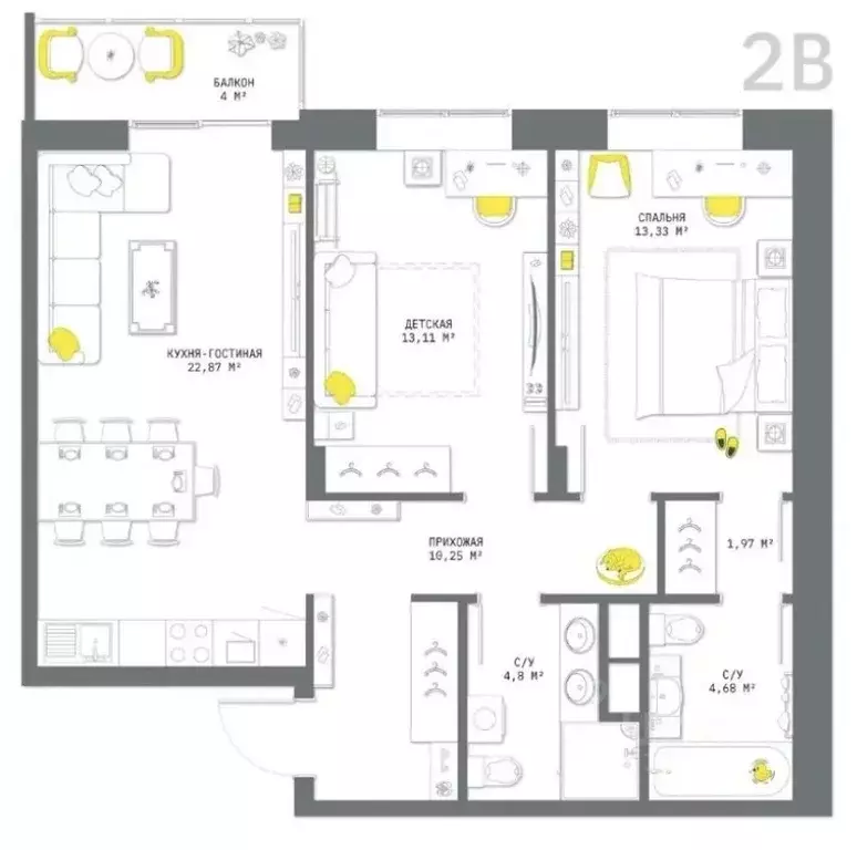 2-к кв. Тульская область, Тула ул. Некрасова, 2 (74.0 м) - Фото 2
