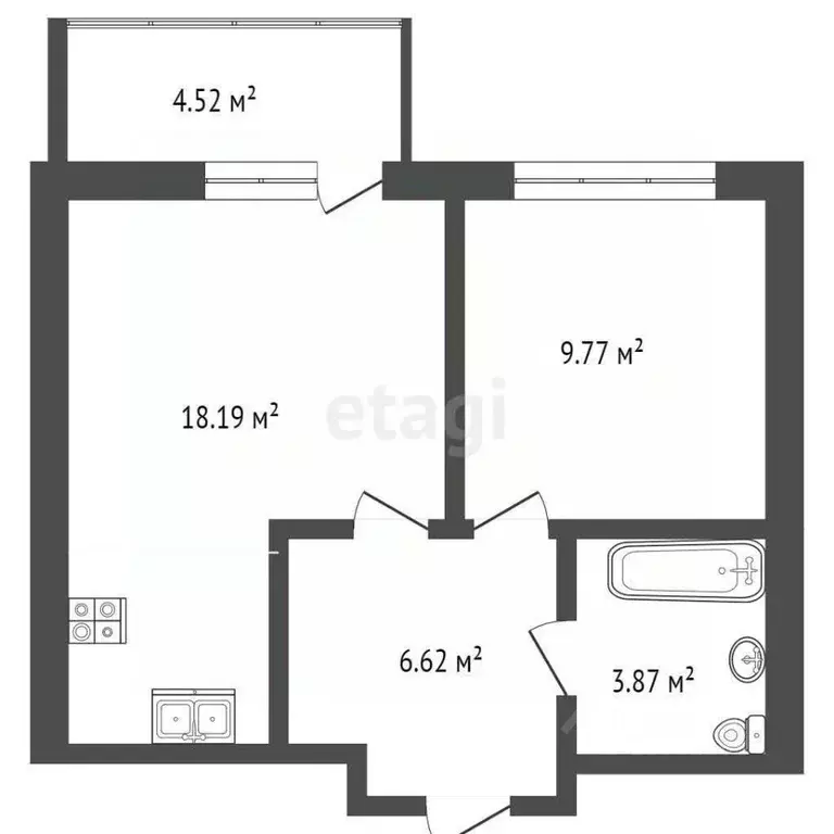 1-к кв. Ханты-Мансийский АО, Сургут 30-й мкр, 30 (43.64 м) - Фото 0