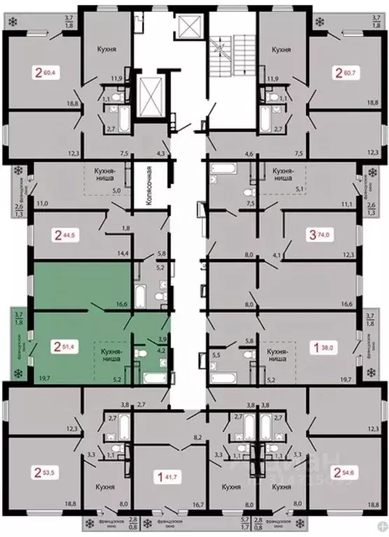 2-к кв. Красноярский край, Красноярск ул. Калинина (51.4 м) - Фото 1