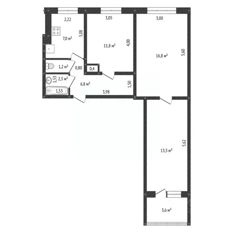 3-к кв. Башкортостан, Уфа ул. Акназарова, 26 (59.8 м) - Фото 2