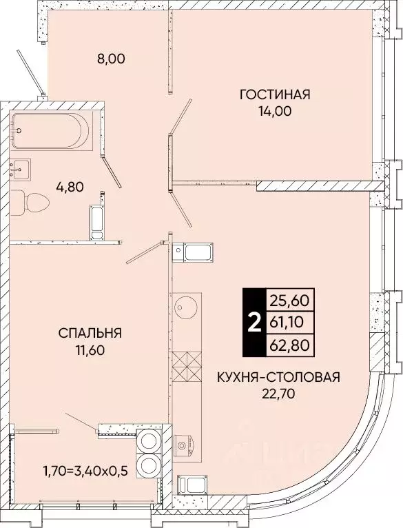 2-к кв. Ростовская область, Ростов-на-Дону Левобережье жилой комплекс ... - Фото 0