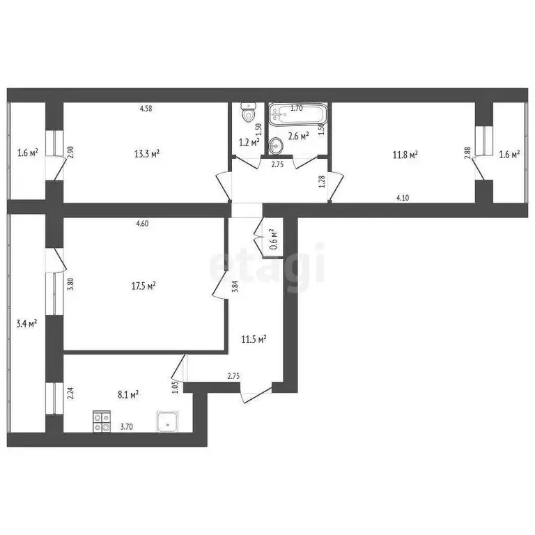 3-комнатная квартира: Стерлитамак, Вокзальная улица, 21 (66.6 м) - Фото 0