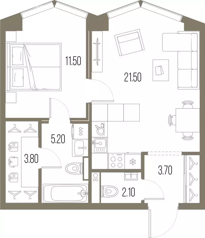 1-комнатная квартира: Москва, ЖК Северный Порт (47.8 м) - Фото 1