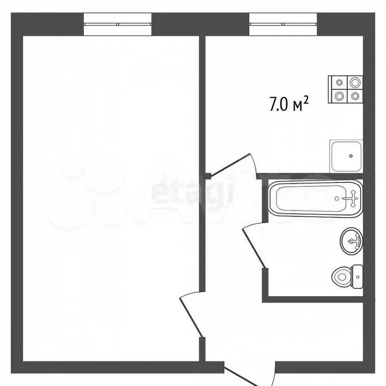1-к. квартира, 32,9 м, 8/9 эт. - Фото 0