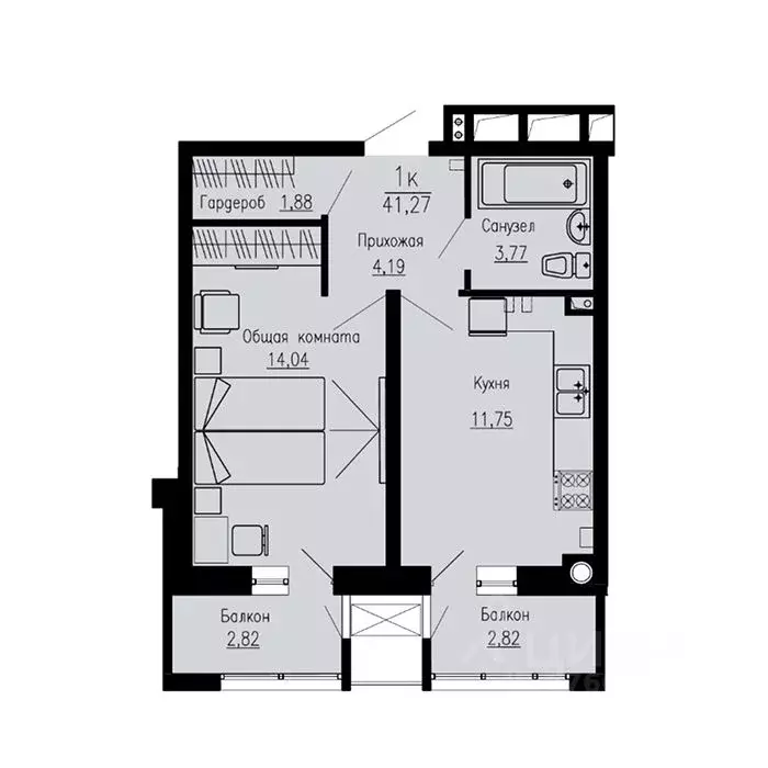 1-к кв. Ставропольский край, Пятигорск Скачки мкр,  (41.27 м) - Фото 1