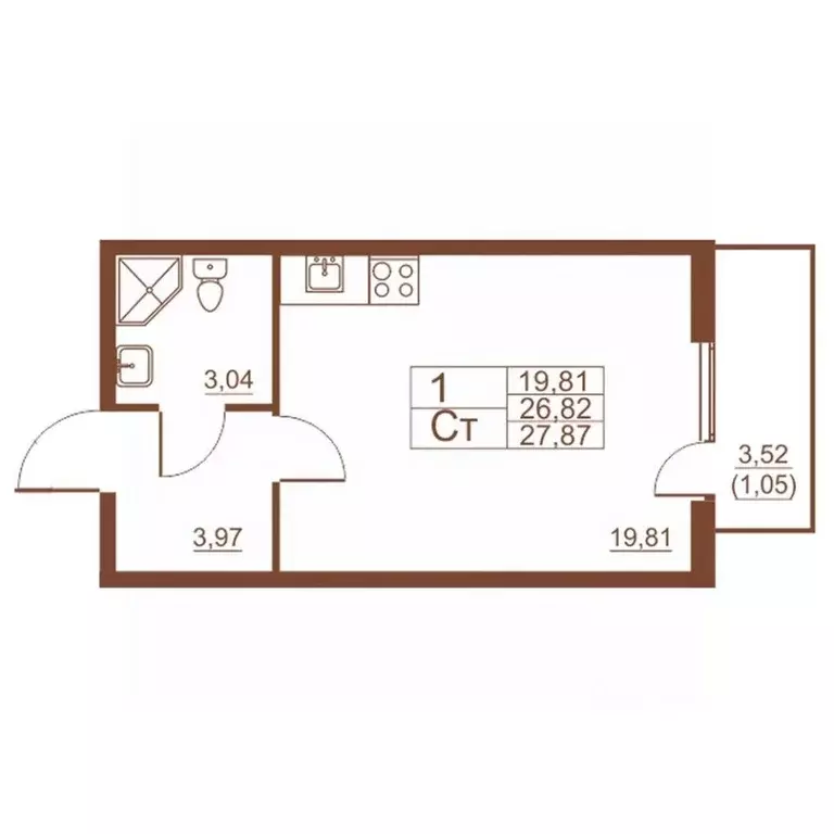 Студия Санкт-Петербург пос. Шушары, Московское ш., 262к4 (27.1 м) - Фото 0