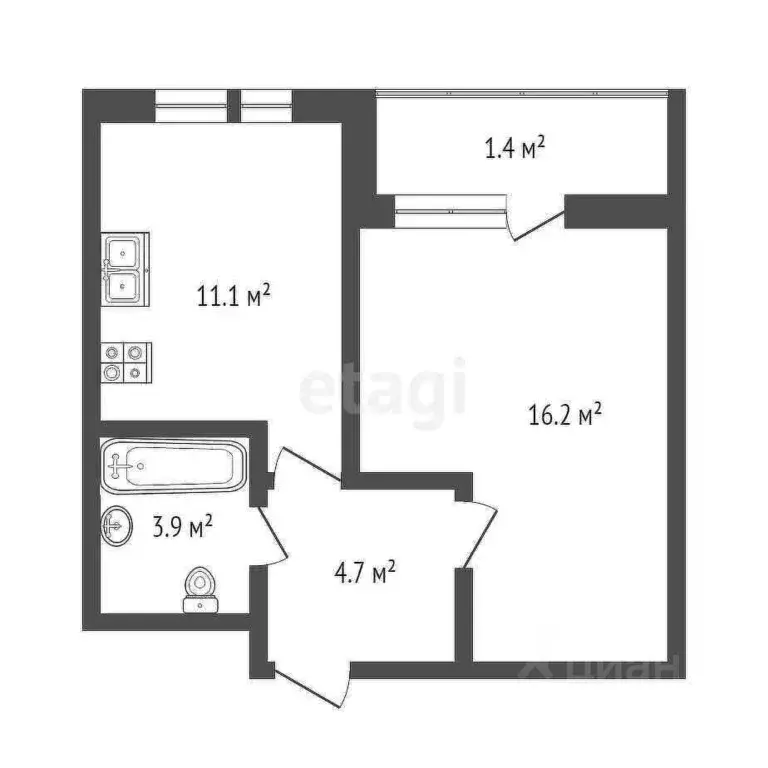 1-к кв. Тюменская область, Тюмень Полевая ул., 117к3 (35.9 м) - Фото 1