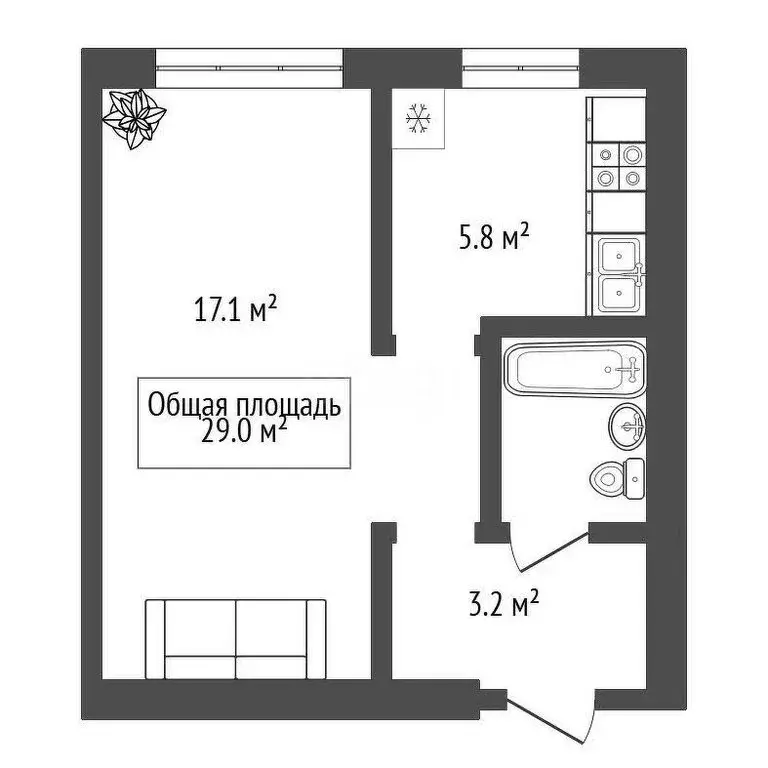 1-комнатная квартира: Новосибирск, Вокзальная магистраль, 11 (29 м) - Фото 0