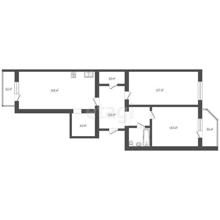 3-комнатная квартира: Вологда, улица Гагарина, 80Ак4 (74.9 м) - Фото 1