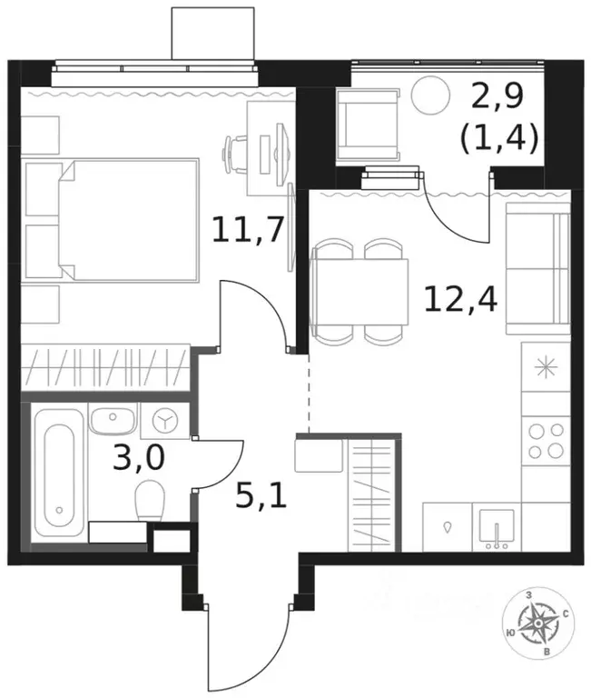 1-к кв. Московская область, Химки Клязьма-Старбеево мкр, Международный ... - Фото 2