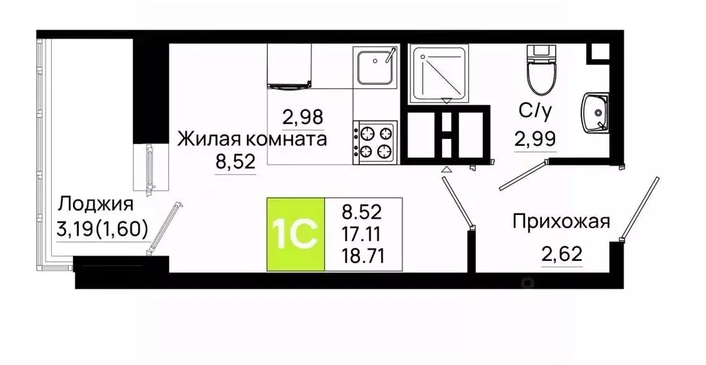 Студия Ростовская область, Ростов-на-Дону Нефтекачка кв-л, Октябрь ... - Фото 1