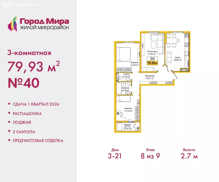 3-комнатная квартира: Симферополь, Центральный район, жилой комплекс ... - Фото 0