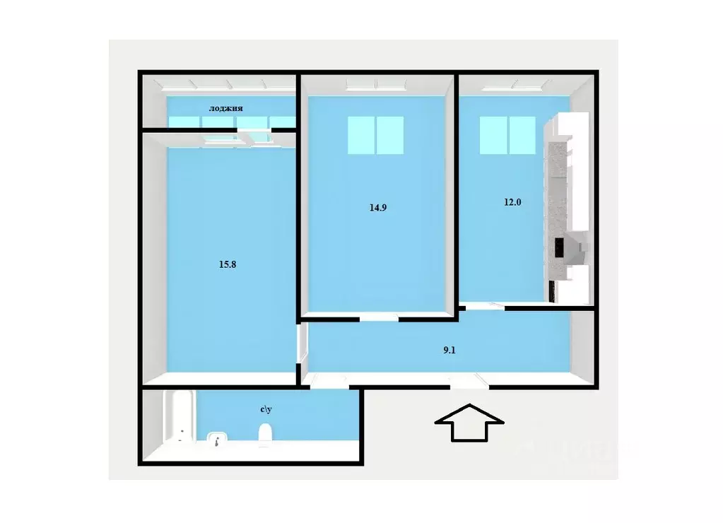 2-к кв. Свердловская область, Екатеринбург ул. Заводская, 75 (58.4 м) - Фото 2