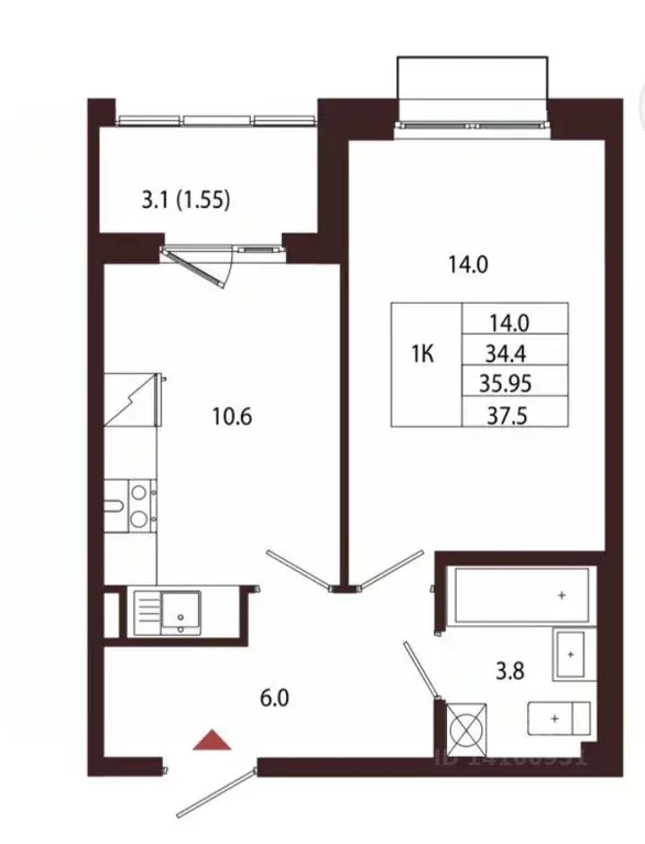 1-к кв. Санкт-Петербург Поселок Лисий НОС, ул. Межевая, 5 (35.95 м) - Фото 2