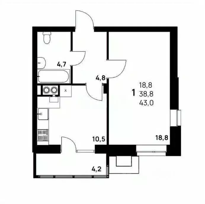 1-к кв. Белгородская область, Белгородский район, Северный городское ... - Фото 2