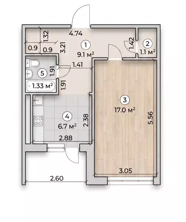 1-к кв. Башкортостан, Уфа ул. Степана Кувыкина, 4 (37.5 м) - Фото 2