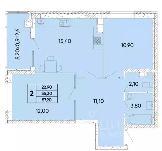 2-к кв. Ростовская область, Ростов-на-Дону просп. 40-летия Победы, ... - Фото 2