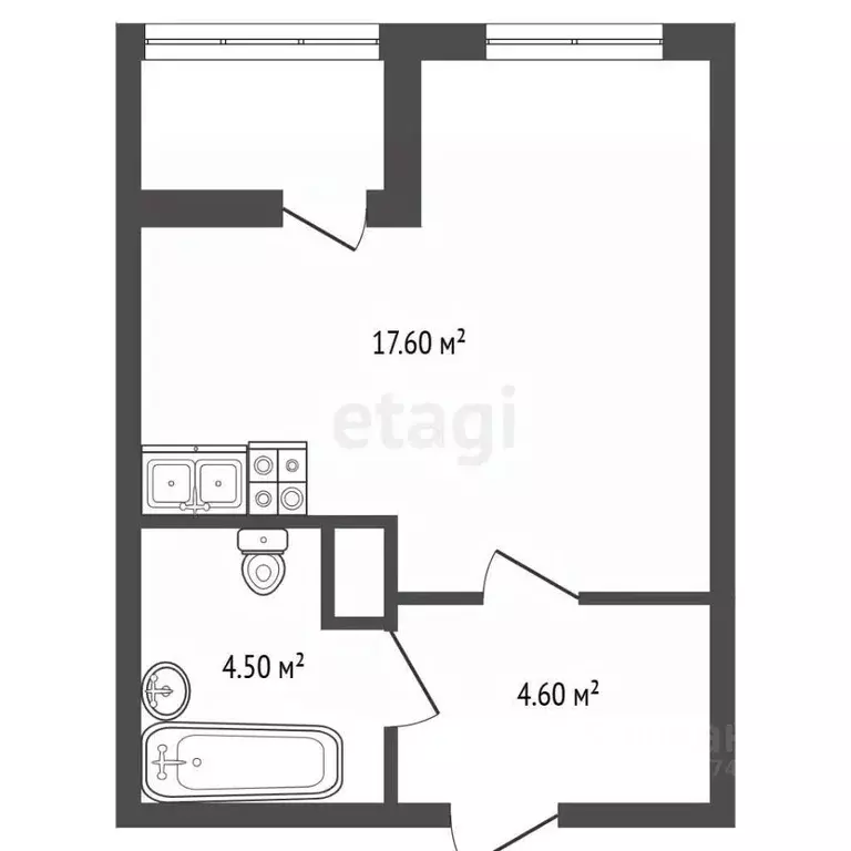 Студия Санкт-Петербург ул. Федора Котанова, 13к1 (27.1 м) - Фото 2