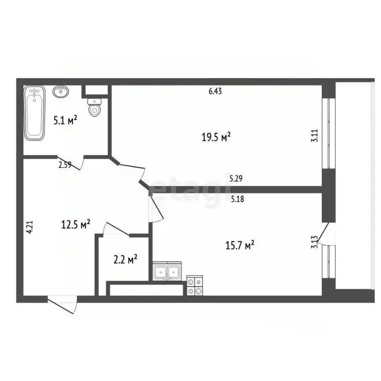 1-к кв. Калужская область, Калуга ул. Дружбы, 8к1 (55.0 м) - Фото 1