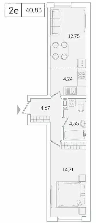 1-комнатная квартира: Мурино, Графская улица, 6к1 (41.4 м) - Фото 1