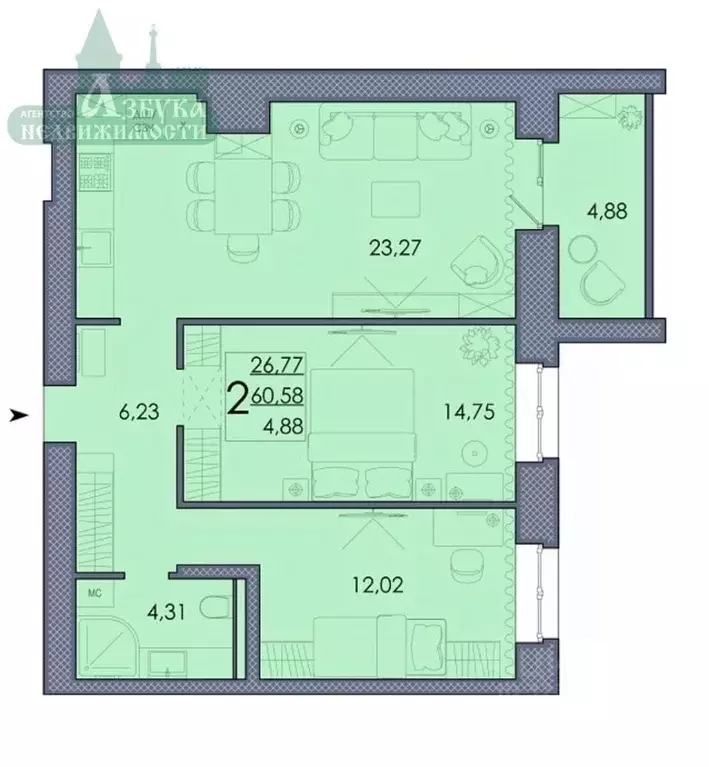 3-к кв. Смоленская область, Смоленский муниципальный округ, д. ... - Фото 2