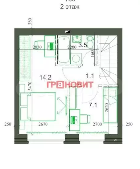 2-к. квартира, 54 м, 1/2 эт. - Фото 1