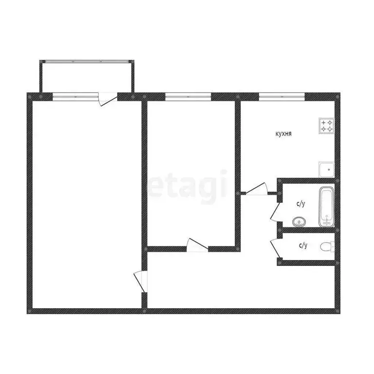 2-комнатная квартира: Тобольск, 8-й микрорайон, 25 (44.6 м) - Фото 1