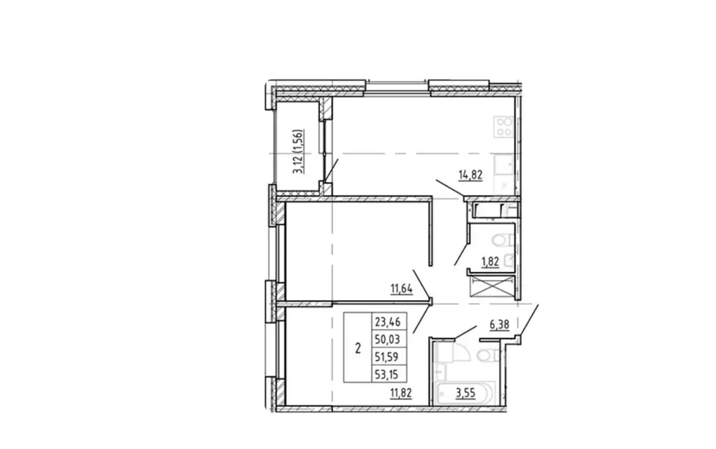 Продаётся 2-к квартира, 51.59 м - Фото 0