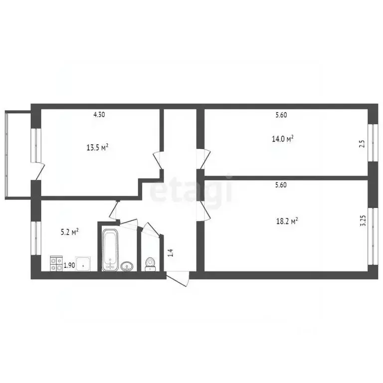 3-к кв. Башкортостан, Стерлитамак ул. Худайбердина, 97 (61.4 м) - Фото 2