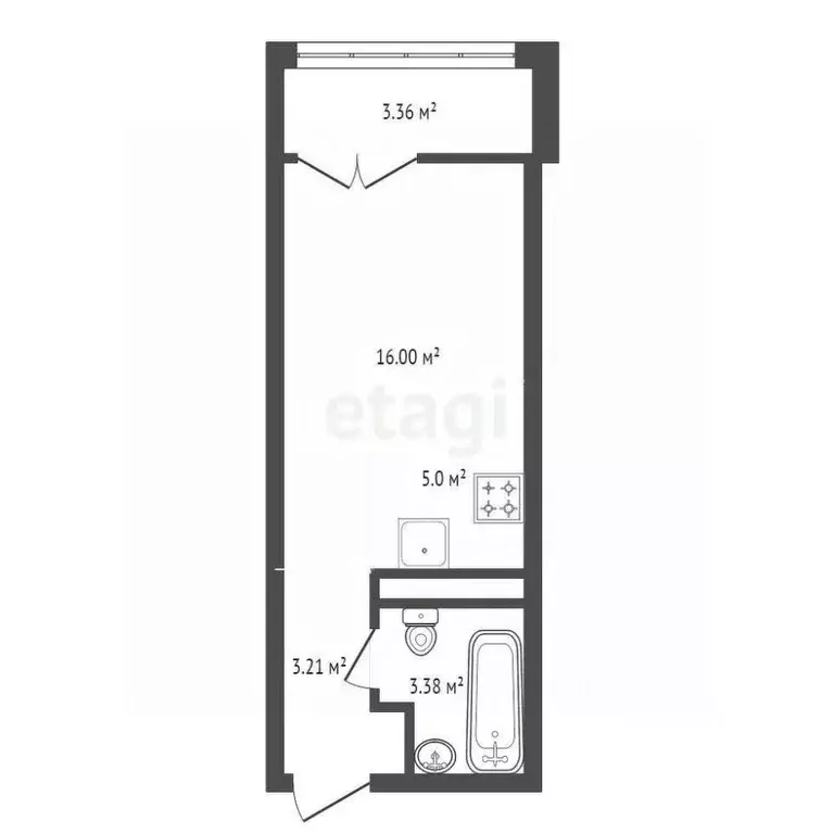 Студия Тюменская область, Тюмень ул. Павла Никольского, 10к1блок1 ... - Фото 1