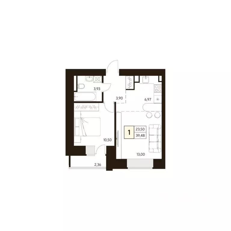 1-к кв. Башкортостан, Уфа ул. Ахметова, 296/2 (39.48 м) - Фото 1