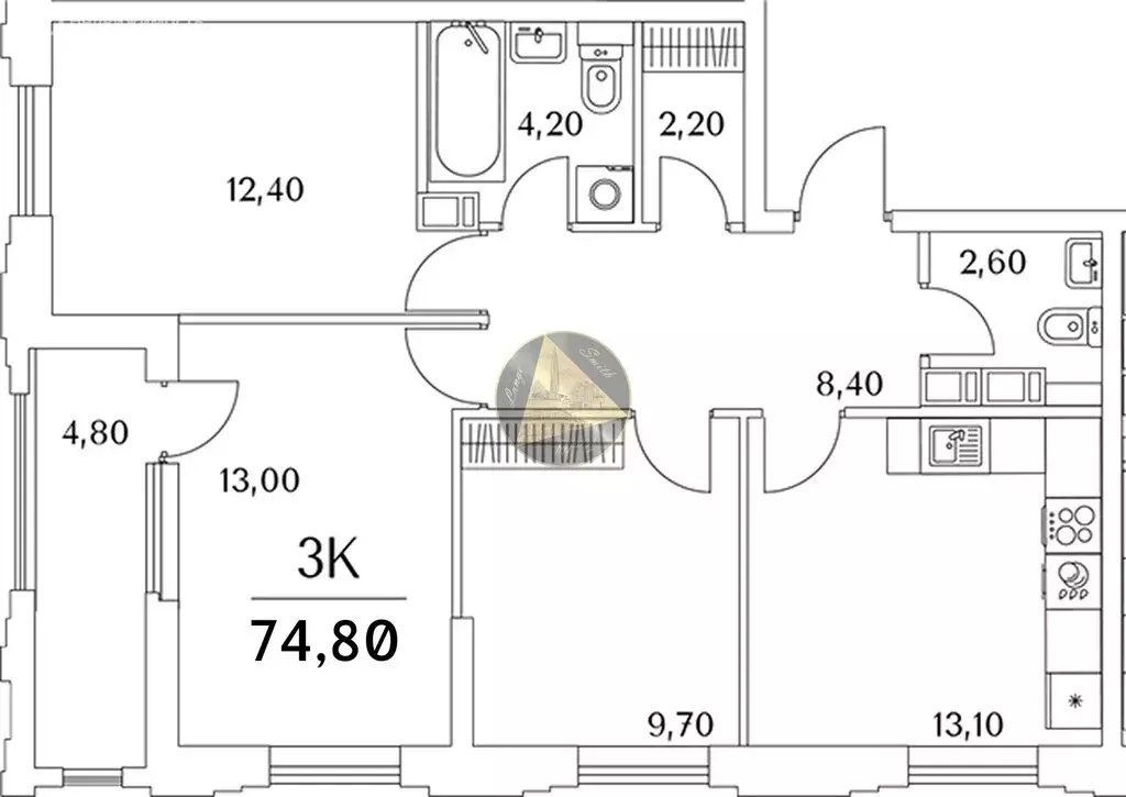 3-комнатная квартира: Санкт-Петербург, Планерная улица, 99 (74.8 м) - Фото 0