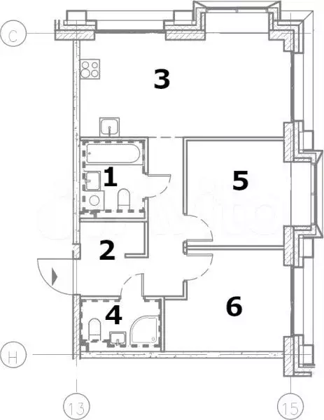 2-к. квартира, 62,6 м, 26/27 эт. - Фото 1