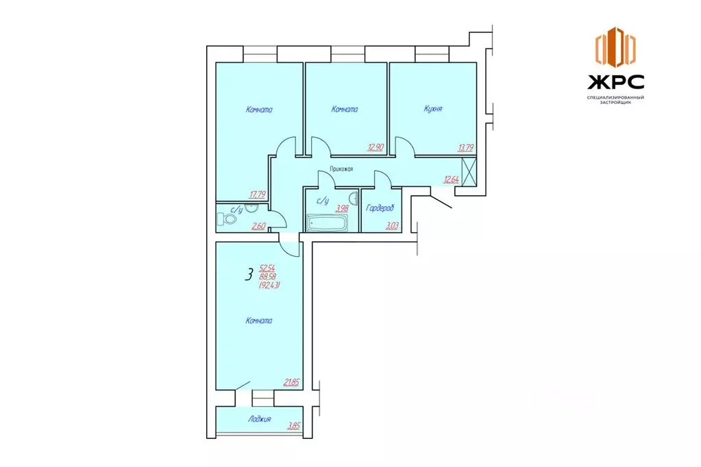 3-к кв. Вологодская область, Череповец Октябрьский просп., 62 (93.5 м) - Фото 1