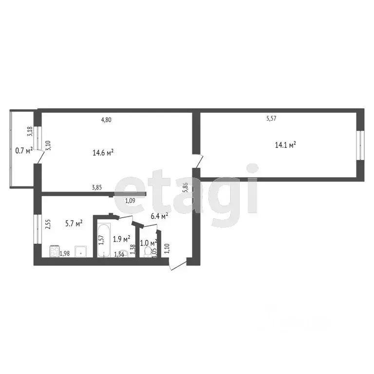 2-к кв. Забайкальский край, Чита ул. Курнатовского, 76 (43.7 м) - Фото 2