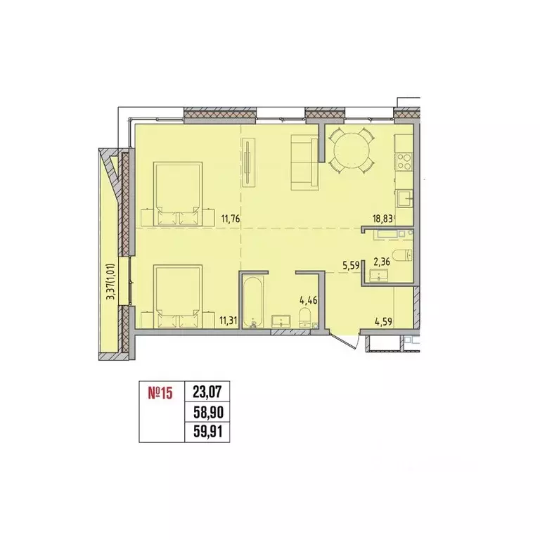 2-к кв. Иркутская область, Иркутский муниципальный округ, Маркова рп, ... - Фото 1