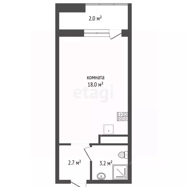 Студия Краснодарский край, Анапа Анапское ш., 18к3 (25.9 м) - Фото 2