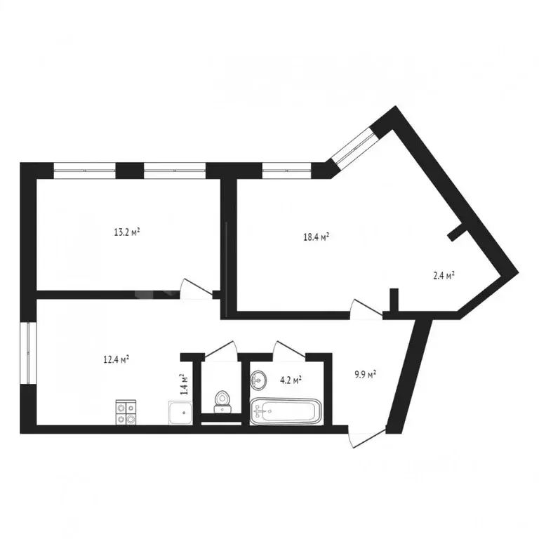 2-к кв. Тюменская область, Тюмень ул. Республики, 204к14 (61.0 м) - Фото 1