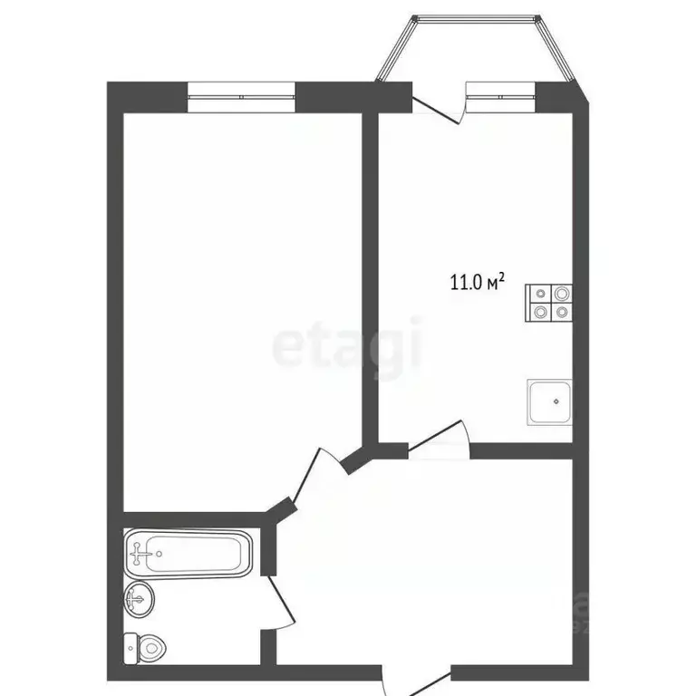 1-к кв. Тамбовская область, Тамбов Магистральная ул., 41к7 (40.1 м) - Фото 1