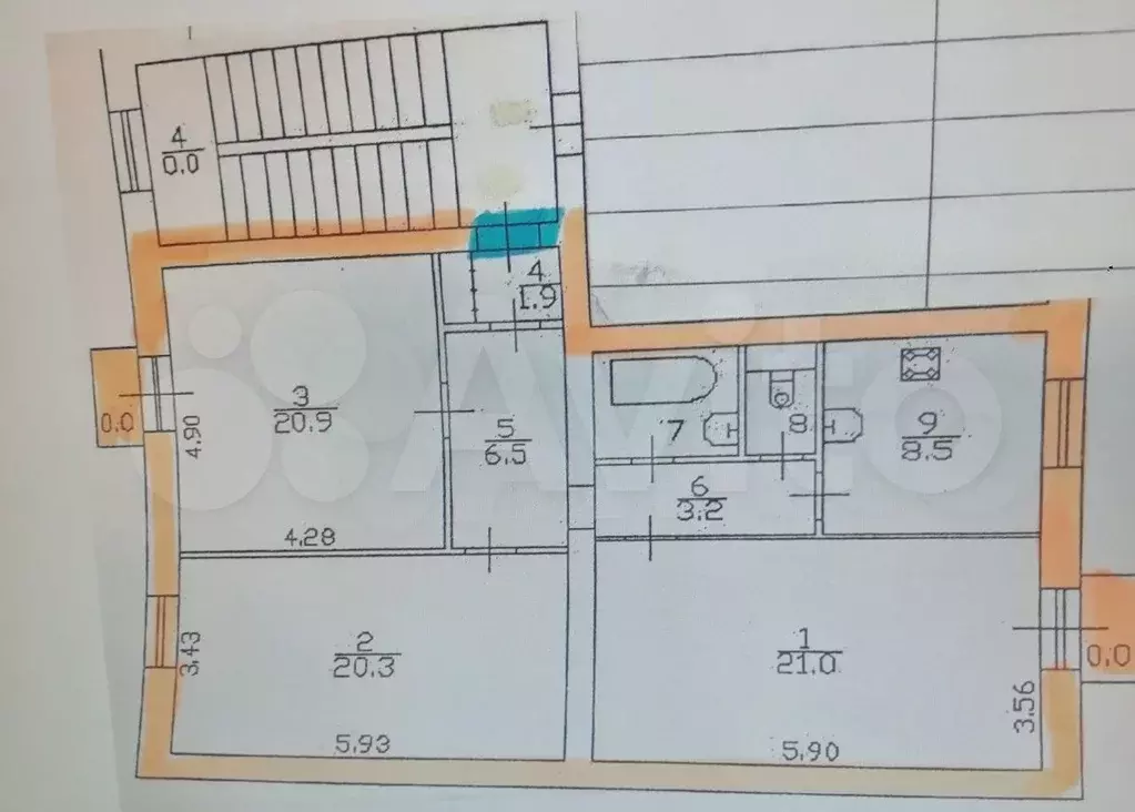 3-к. квартира, 87 м, 3/3 эт. - Фото 0