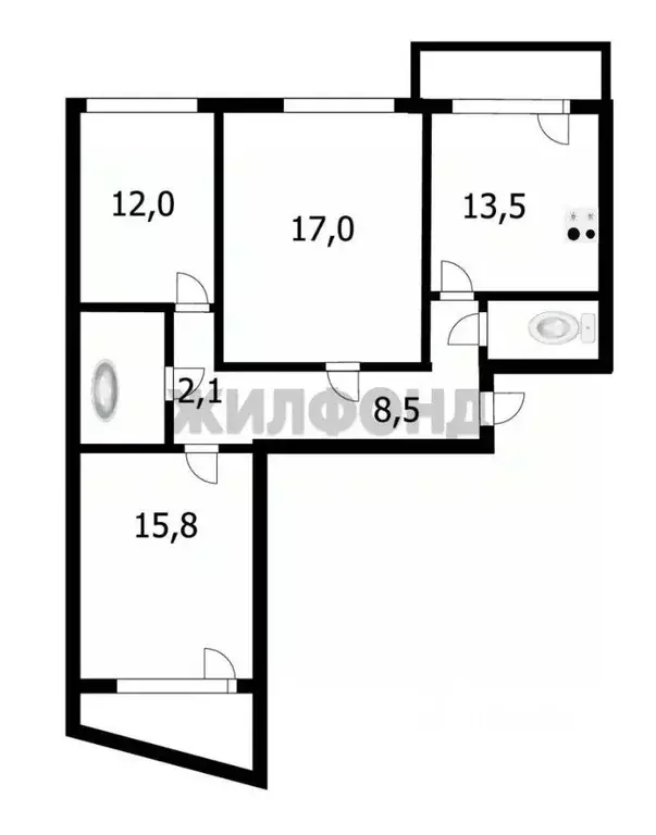 3-к кв. Новосибирская область, Новосибирск 2-я Ольховская ул., 3 (72.7 ... - Фото 2
