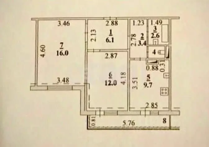 2-к кв. Липецкая область, Липецк ул. Сергея Казьмина, 7 (51.2 м) - Фото 2